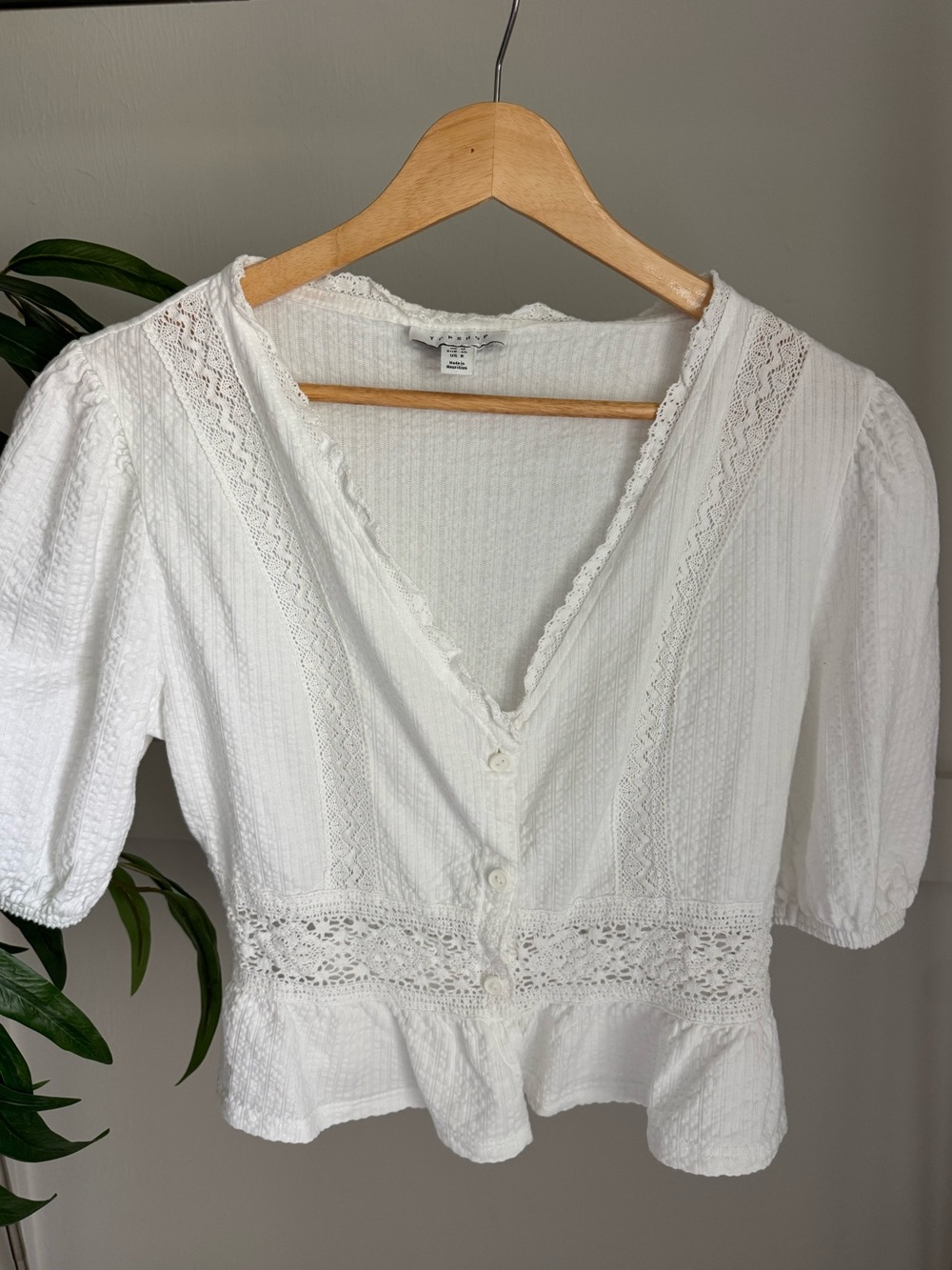 Topshop Lace-Trim Peplum Top
